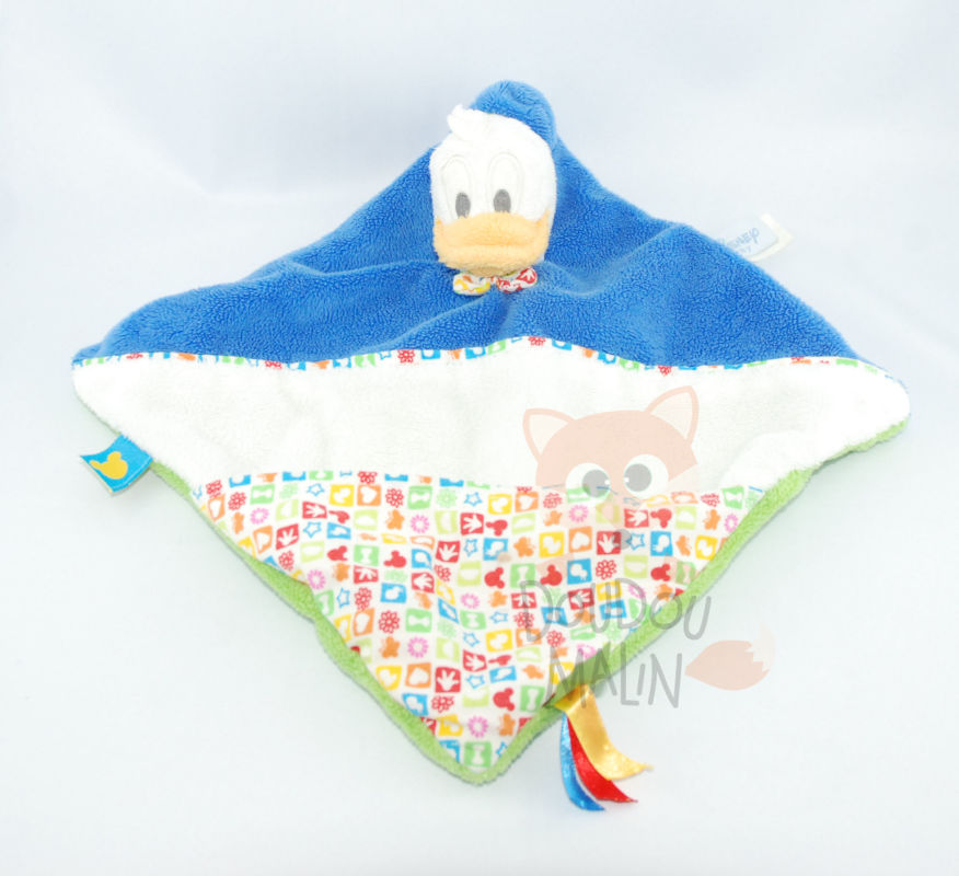  flat baby comforter soft toy donald duck blue white pocket pacifinder 
